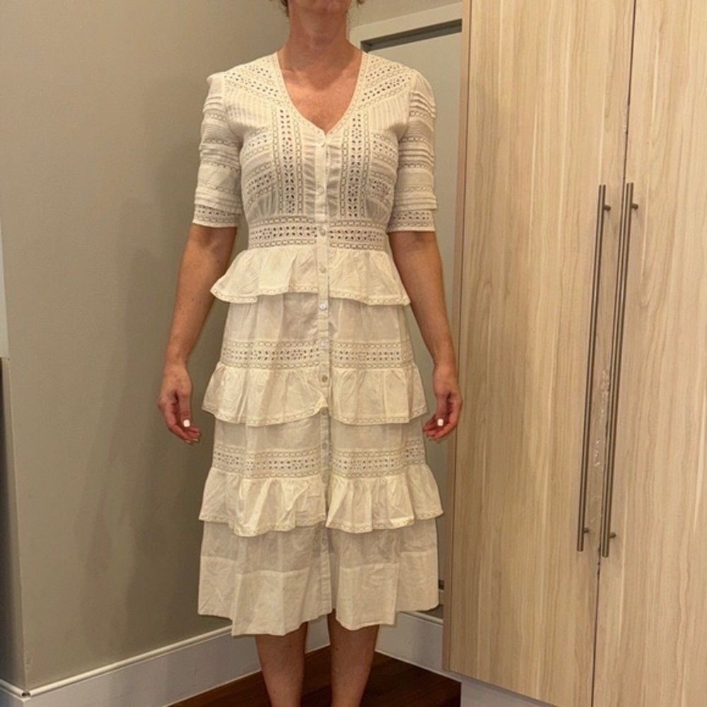 LoveShackFancy Ivory Lace Midi Dress